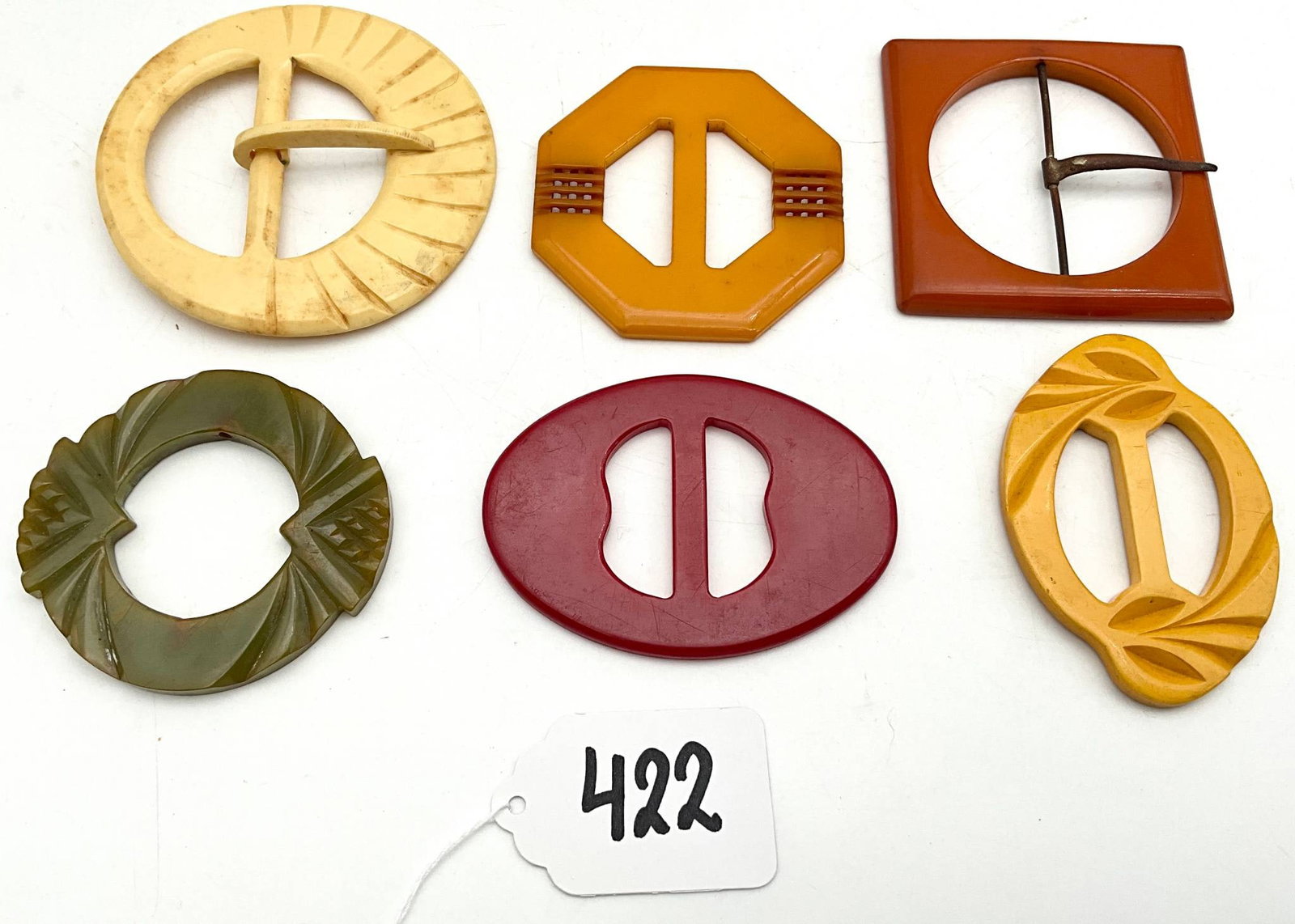 Vintage Bakelite Belt Buckles, Assorted Shapes (1 of 1)