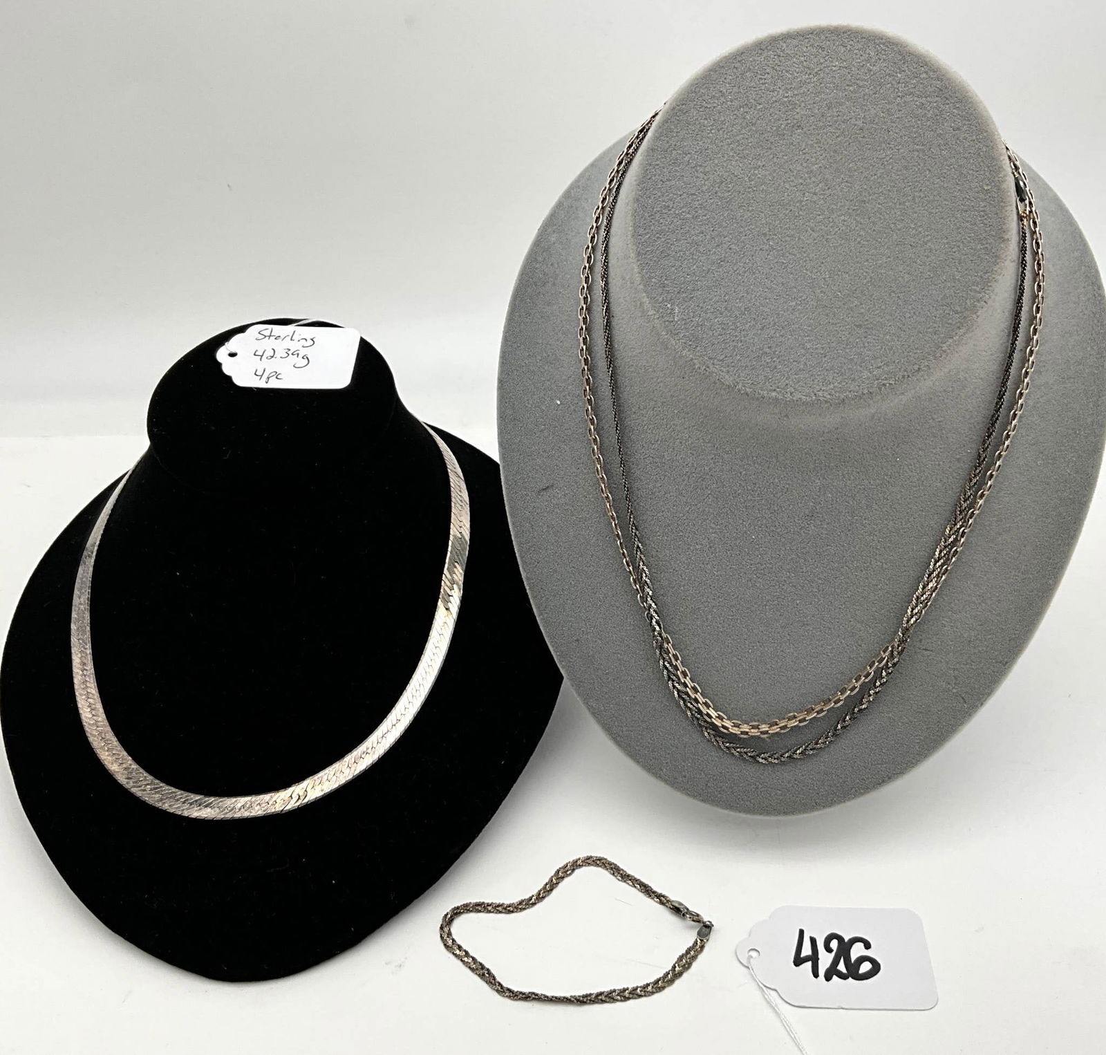 4-Piece Marked Sterling Silver Jewelry Lot, 42.39 Grams (1 of 2)