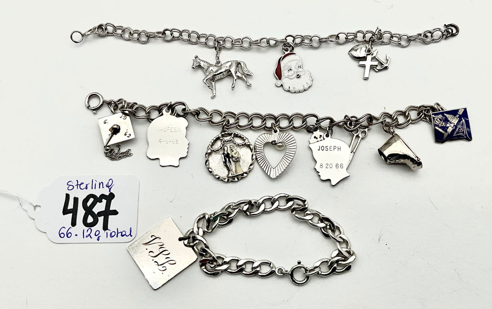 Sterling Silver Charm Bracelets With 66.12 Grams Total Weight (1 of 3)