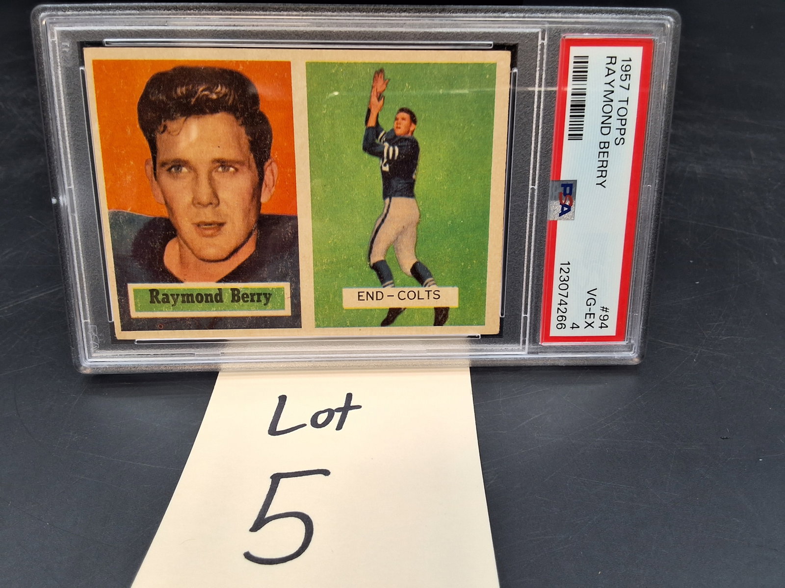 1957 Topps Raymond Berry PSA 4: 1957 Topps Raymond Berry PSA 4 Condition All property is sold in "as is" condition and all sales are final. Teel Auctions and its consignor make no representations or warranties, express or implied, w
