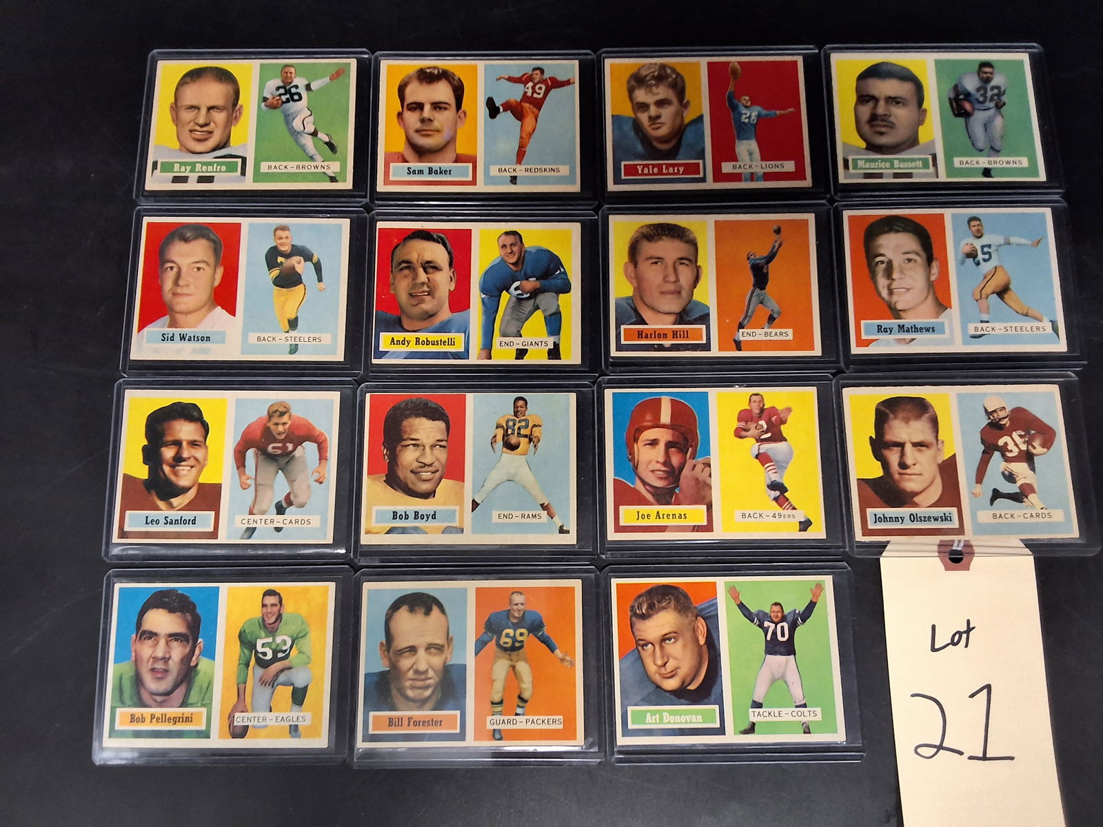 1957 Topps Lot of 15 Cards: 1957 Topps Lot of 15 Cards Condition All property is sold in "as is" condition and all sales are final. Teel Auctions and its consignor make no representations or warranties, express or implied, with