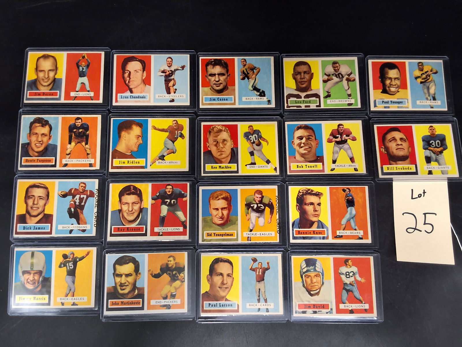 1957 Topps Lot of 18 Cards: 1957 Topps Lot of 18 Cards Condition All property is sold in "as is" condition and all sales are final. Teel Auctions and its consignor make no representations or warranties, express or implied, with