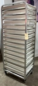 Commercial Aluminum Bakery Pan Rack With Lidded Trays, 70 Inches Tall
