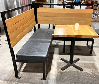 3-Piece Corner Bench With Table, Wood and Metal Construction