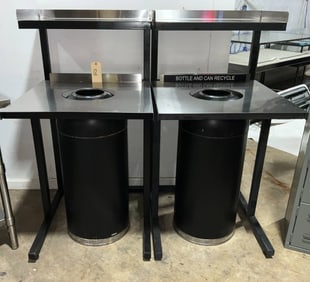 Stainless Steel Top Garbage Can Holders with Cans, 26 x 28 x 50 Inches Tall