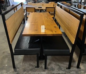 Table and Bench Set with Industrial Design – 1 Table, 2 Benches