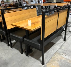 Table and Bench Set with Metal and Wood Construction