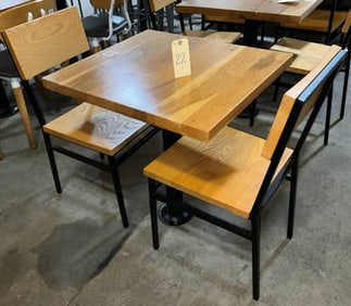 3-Piece Table and Chair Set with Floor-Mountable Base