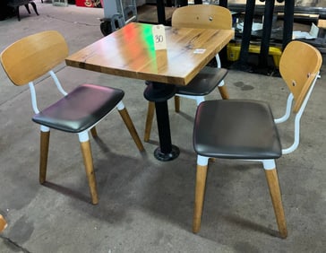 4-Piece Table and Modern Side Chairs with Floor-Mounted Base