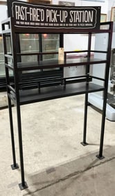 Metal Countertop Shelf Pickup Station With Signage, 38 x 13 x 58 Inches