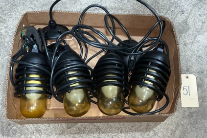 Four Modern Hardwired Pendant Lights with Amber Shades