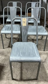 Five Modern Metal Side Chairs with Sleek Design