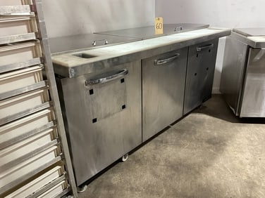 3-Door Stainless Steel Continental Commercial Refrigerator Freezer Sandwich Prep Station