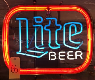 Vintage Miller Lite Neon Beer Sign Measuring 21 x 17 Inches