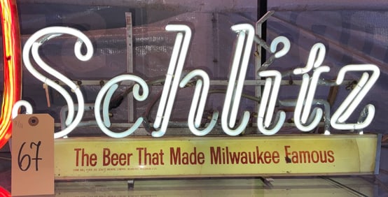 Schlitz Neon Beer Sign with “The Beer That Made Milwaukee Famous