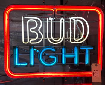 Vintage Bud Light Neon Beer Sign, 26 x 21 Inches
