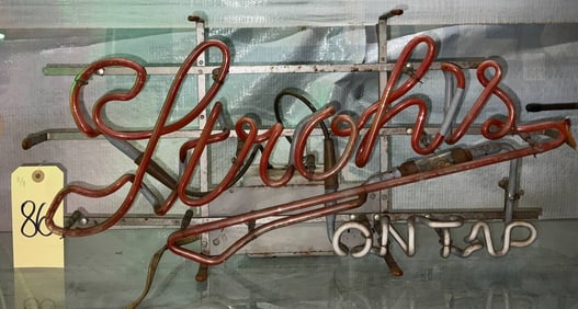 Stroh’s Neon Beer Sign, 23 x 11 Inches, Non-Working