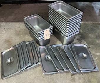 16 Stainless Steel Commercial Kitchen Pans with 12 Lids