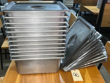 12-Piece Stainless Steel Hotel Pans With Lids, 12 x 14 x 6 Inches