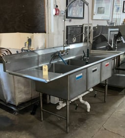 3 Bay Commercial Stainless Steel Kitchen Sink with Faucet