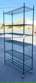 Green Metal Wire Shelving Unit on Wheels, 91 Inches Tall
