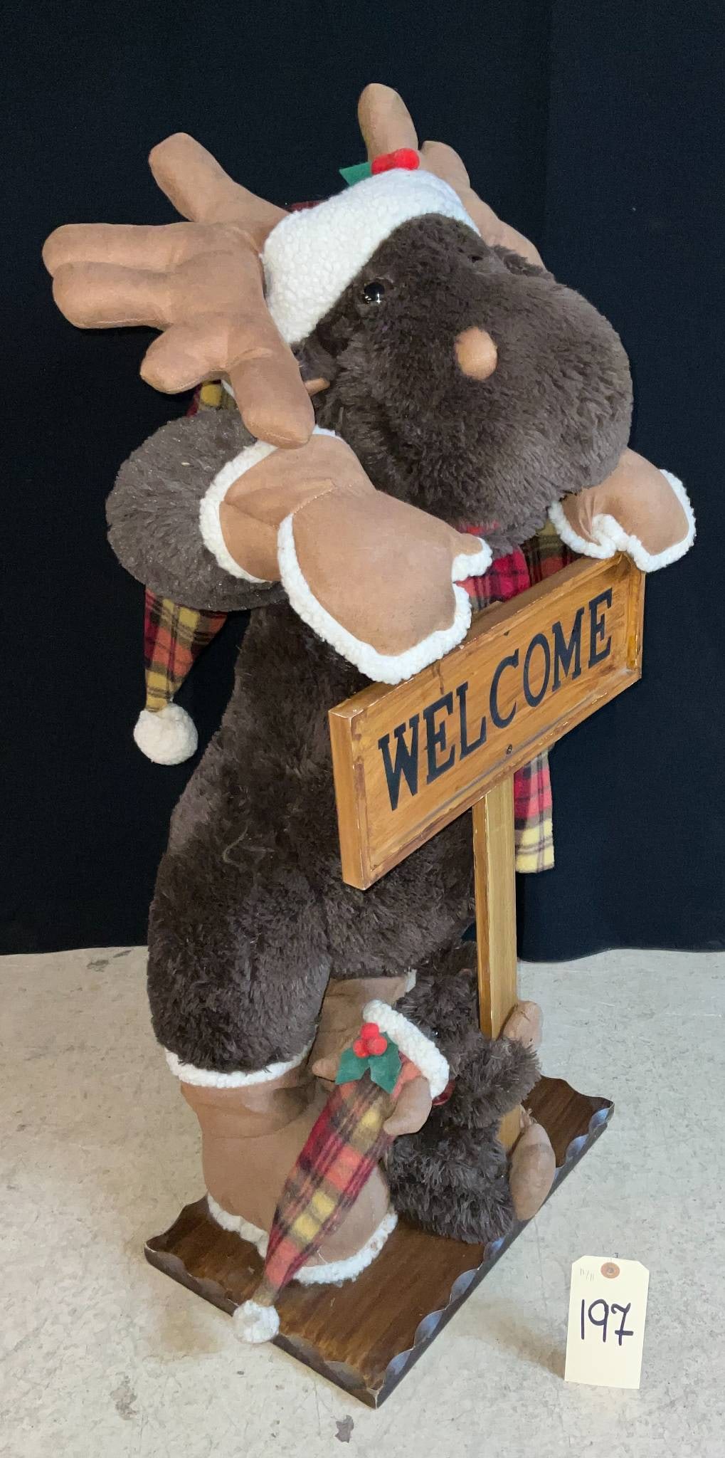 Plush Holiday Moose Welcome Sign, 35 Inches Tall (1 of 2)