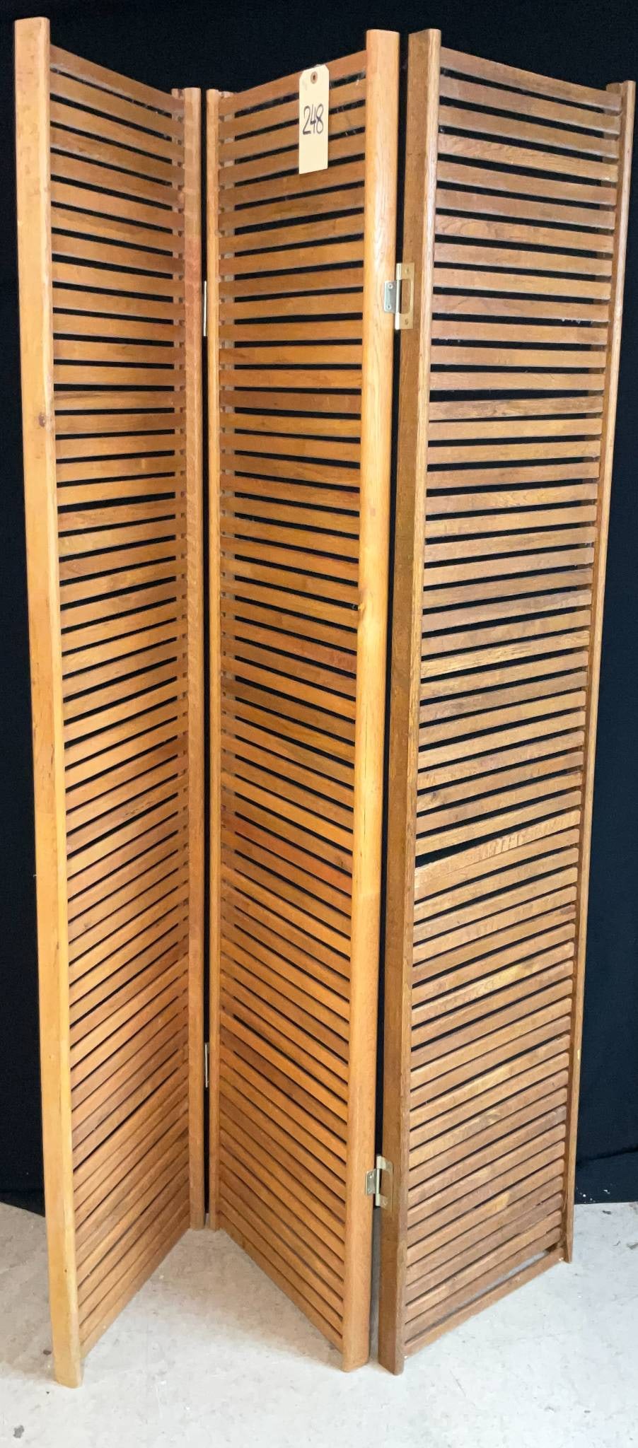 Three-Panel Wood Slatted Folding Screen, 16 Inches Wide Per Panel, 70 Inches High (1 of 2)