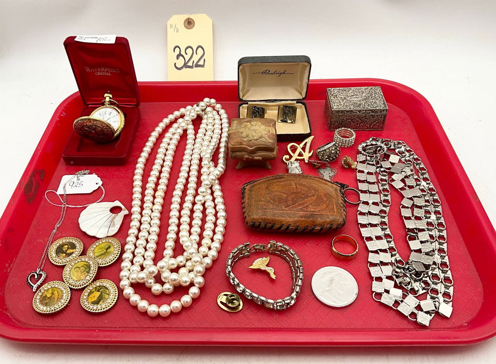 Jewelry Lot with Arnex Pocket Watch, Sterling Silver Necklace, and Assorted Items (1 of 6)