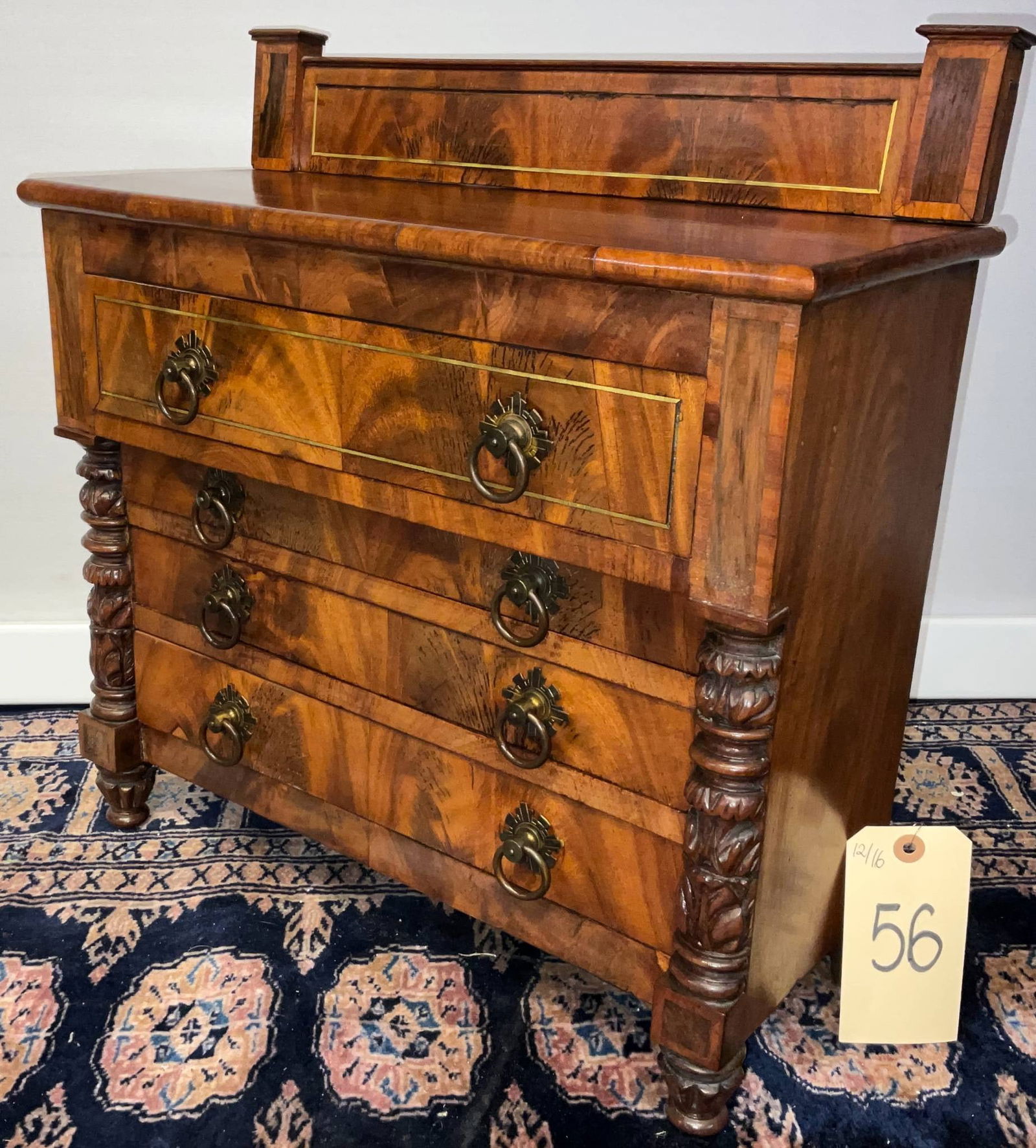 Vintage Salesman’s Sample Crotch Mahogany Sideboard, 19 x 8 x 20 Inches (1 of 6)