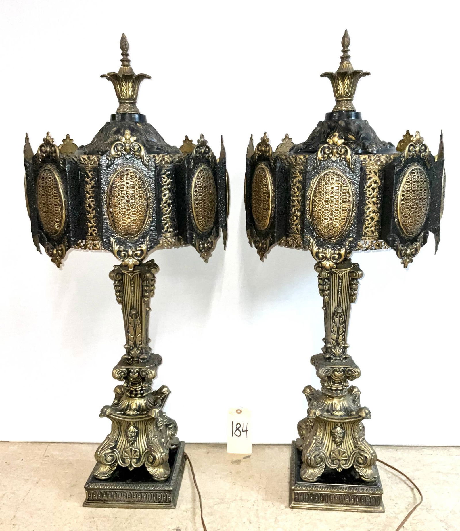 Hollywood Regency-Style Heavy Brass Table Lamps, 36 Inches High (1 of 5)
