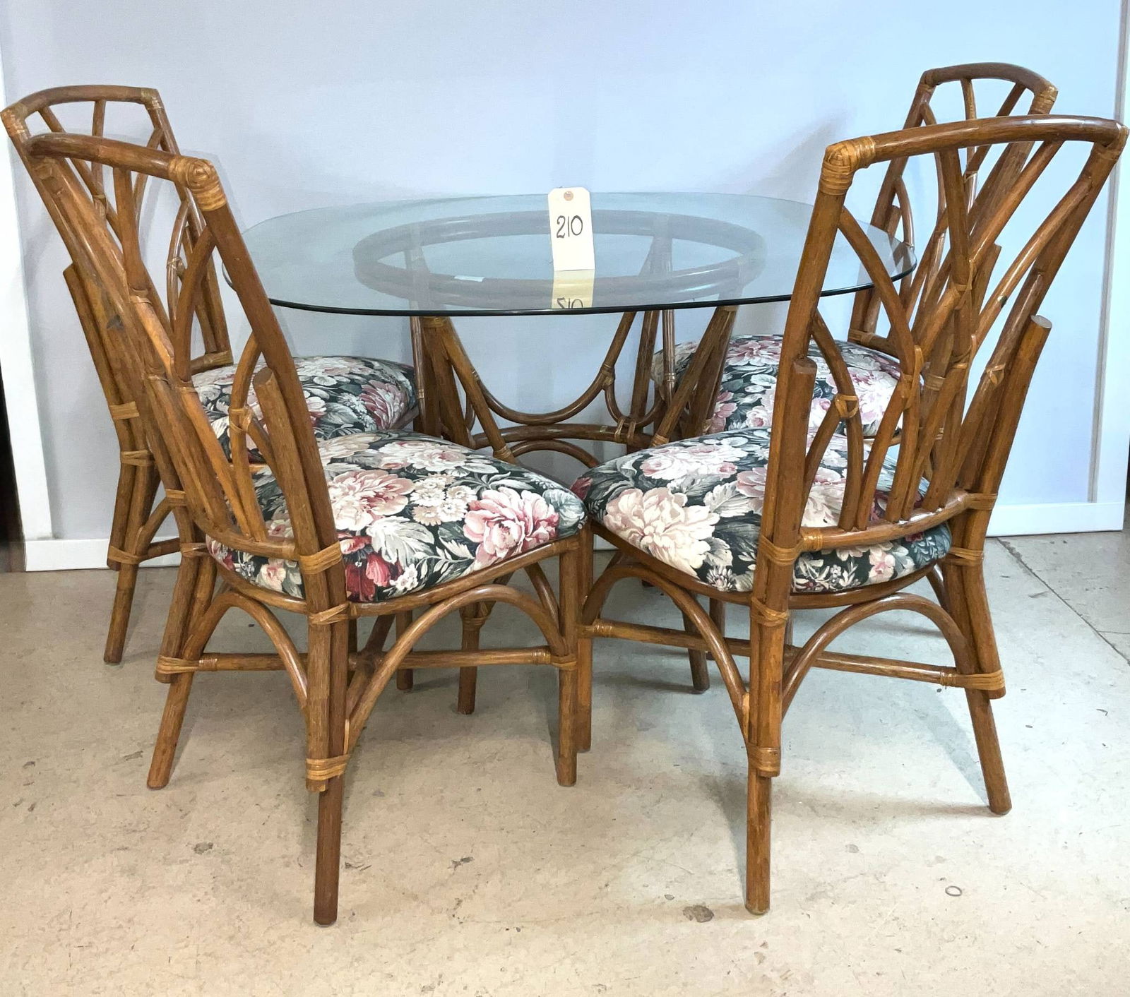 Rattan Dining Set With Glass-Top Table and Four Chairs (1 of 5)