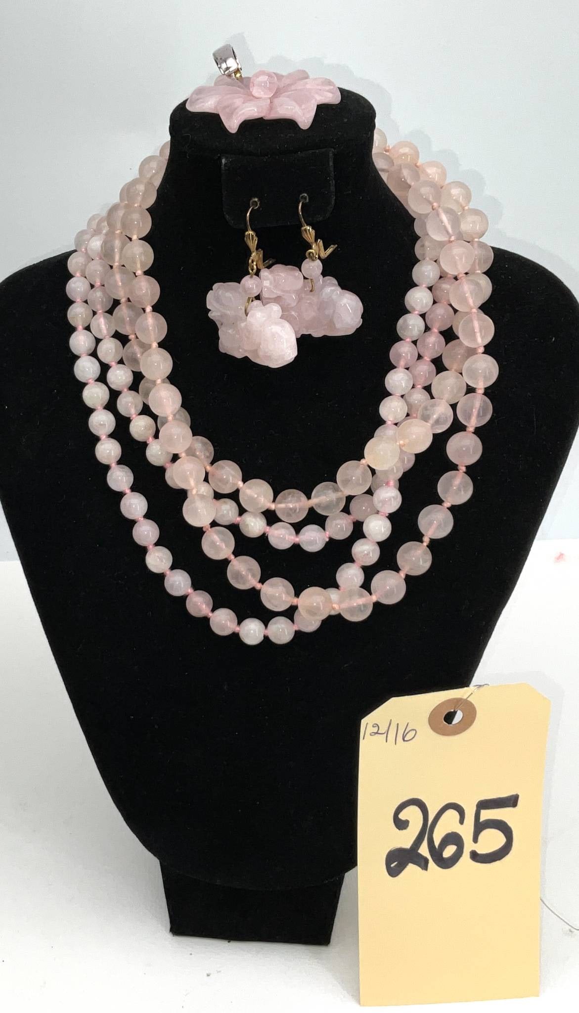 Rose Quartz Necklace, Earrings, and Pendant Set (1 of 2)