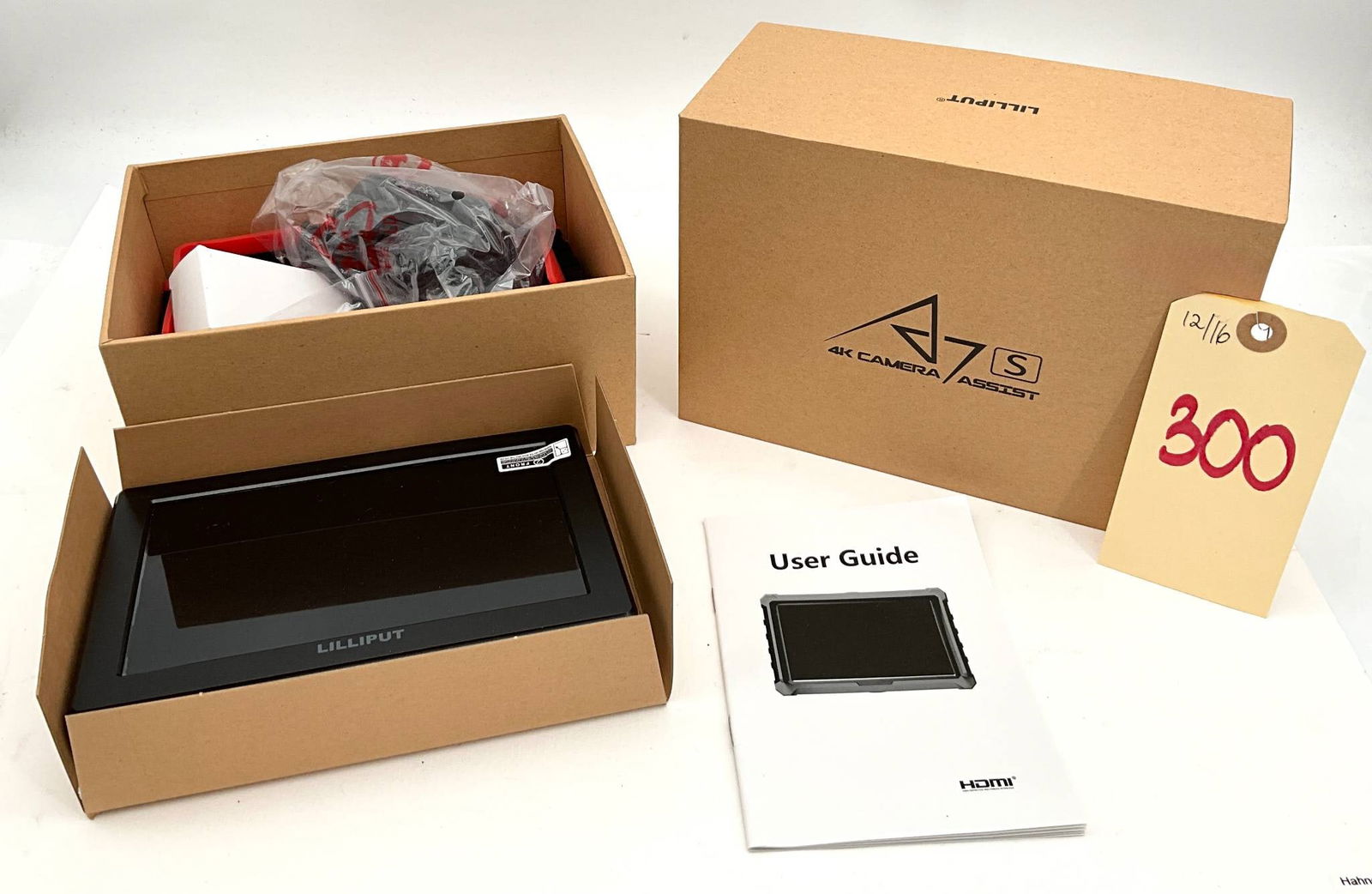 Lilliput A7s 7-Inch 4K Camera Assist Monitor with Accessories: Lilliput A7s 7-inch 4K camera assist monitor designed for use with DSLR and video cameras. Features a 1920x1200 resolution IPS LCD screen with a 16:10 aspect ratio. Includes HDMI input/output ports, s