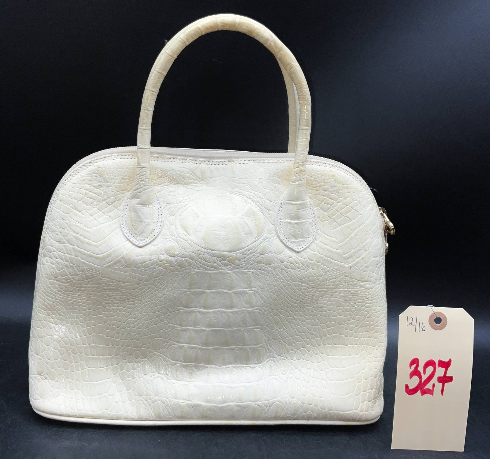 Saks Fifth Avenue Marked Alligator Leather Handbag, 12 x 9 Inches (1 of 5)