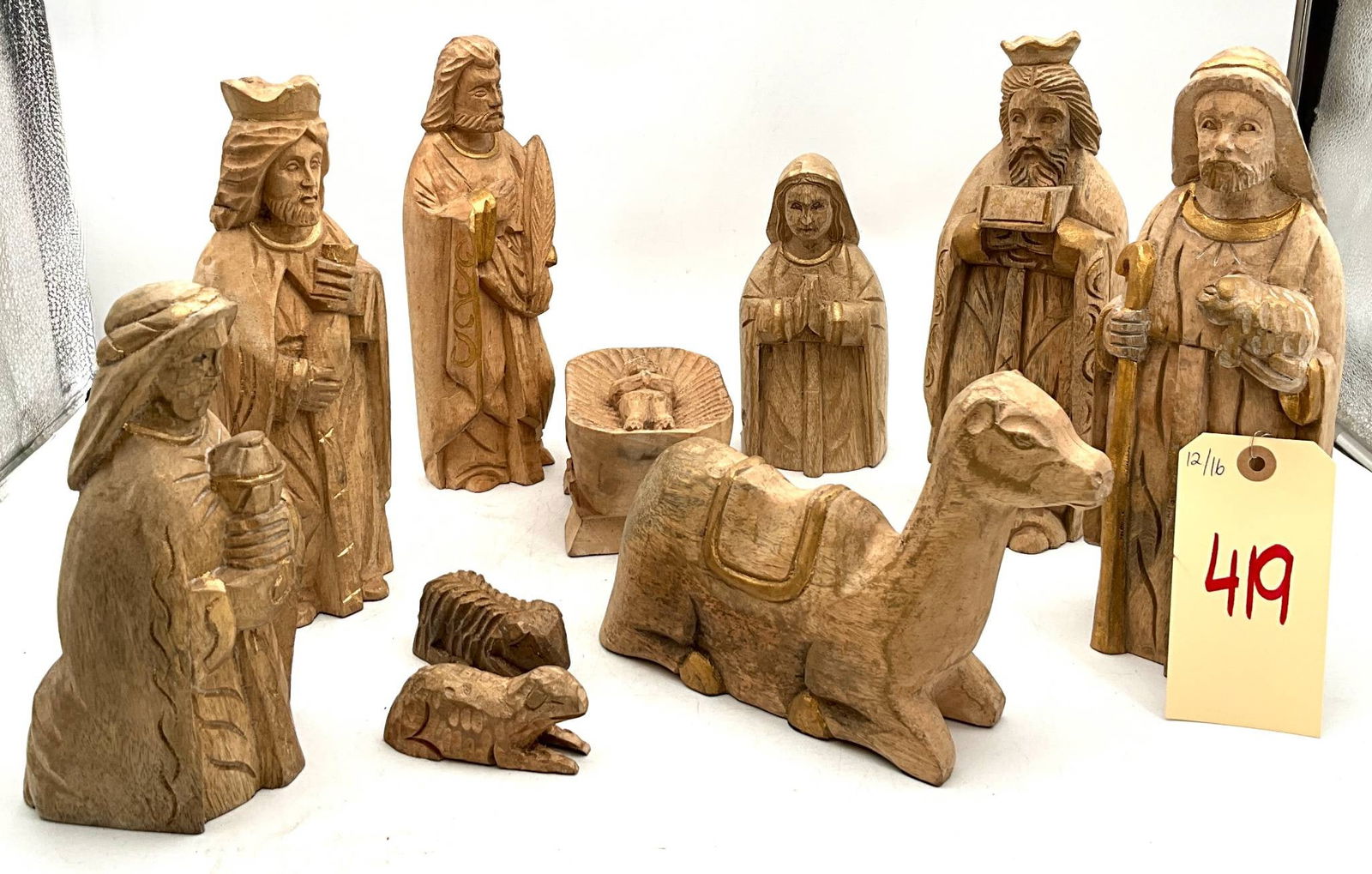 Carved Wooden Nativity Set, 2 to 11 Inches Tall (1 of 3)