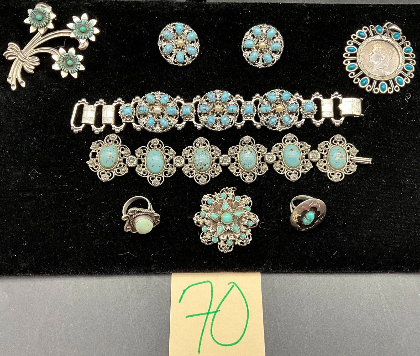 Silver-Toned Jewelry with Composite Turquoise Accents (1 of 6)