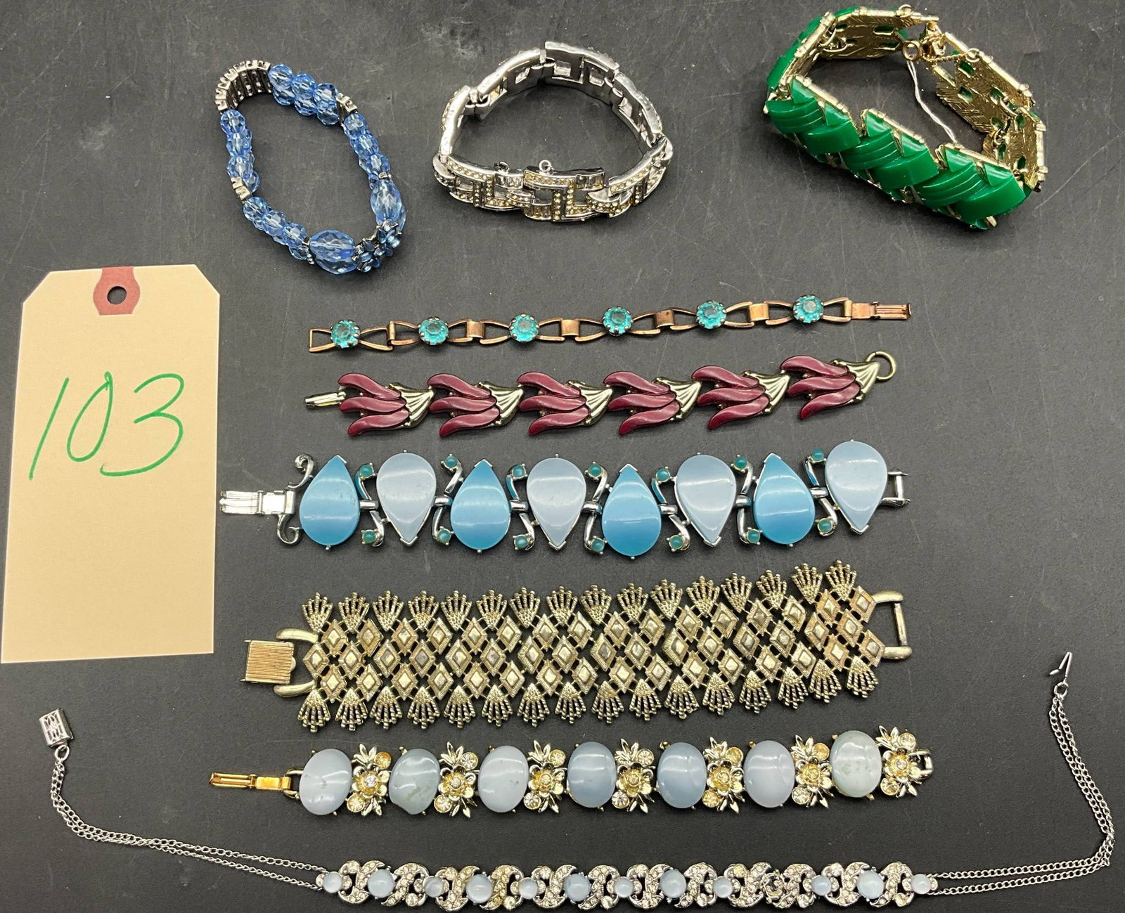 Costume Jewelry Featuring Necklace and Bracelets by Coro, B.S.K., and Others (1 of 4)