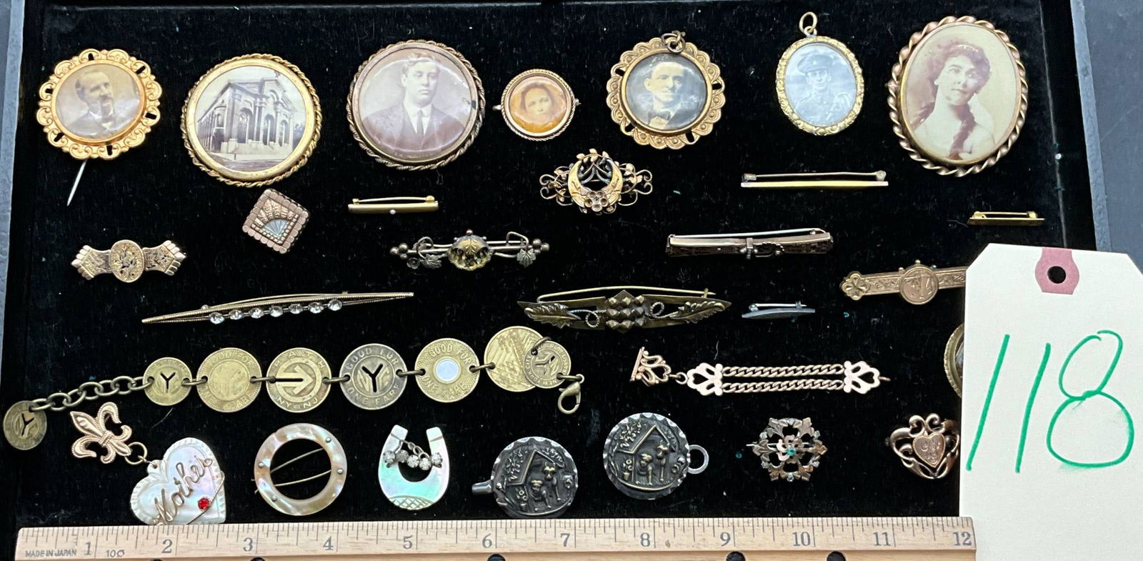 Vintage Victorian Pins, Buttons, and Bracelet (1 of 4)
