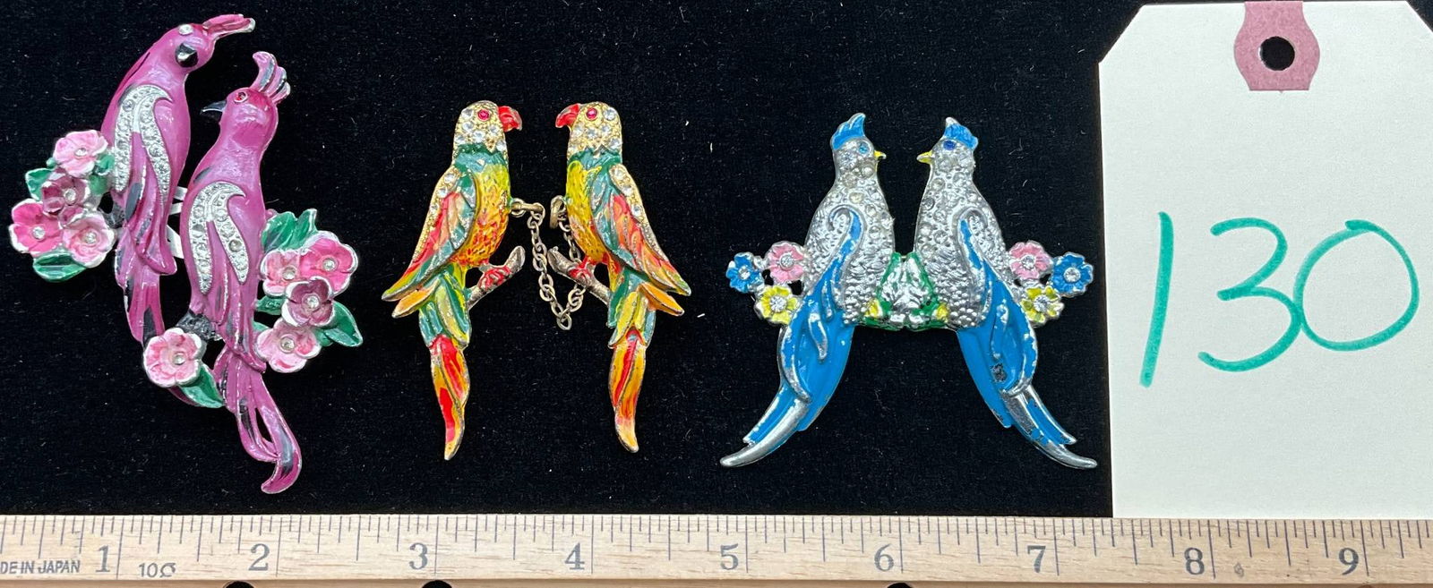 Hand-Enamel Painted Bird Motif Jewelry Including Brooches and Clips (1 of 3)