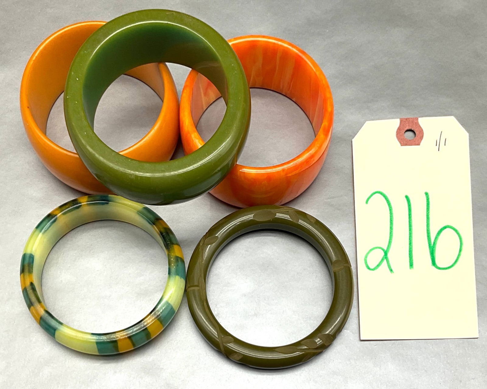 5-Piece Vintage Bakelite Bracelets in Varied Designs and Colors (1 of 2)