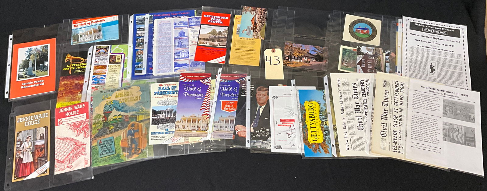 A Collection of Vintage Paper Ephemera Pieces Focused on Gettysburg and Civil War Sites: This collection of vintage paper ephemera and postcards comprises distinct pieces centered on historical and tourist attractions in Gettysburg, Pennsylvania, primarily related to the Civil War era. Th