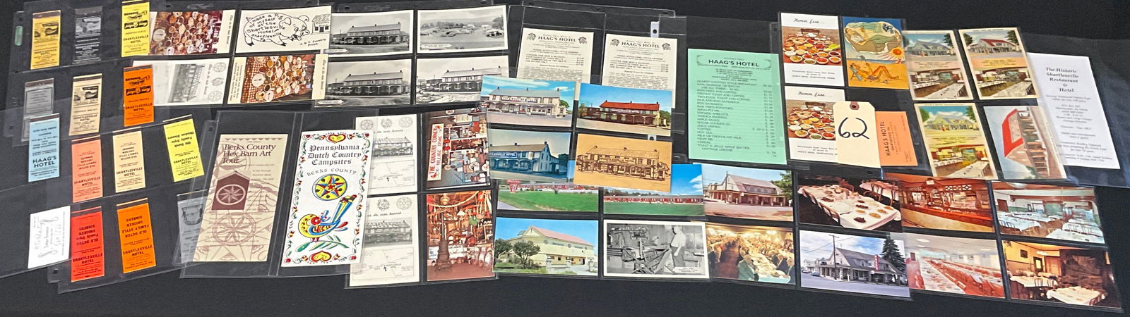 Vintage Pennsylvania Dutch Country Ephemera Archive: Haag's Hotel & Shartlesville: A large collection of vintage postcards and paper ephemera documenting two prominent Pennsylvania Dutch country establishments, Haag's Hotel and The Historic Shartlesville Restaurant & Hotel, located