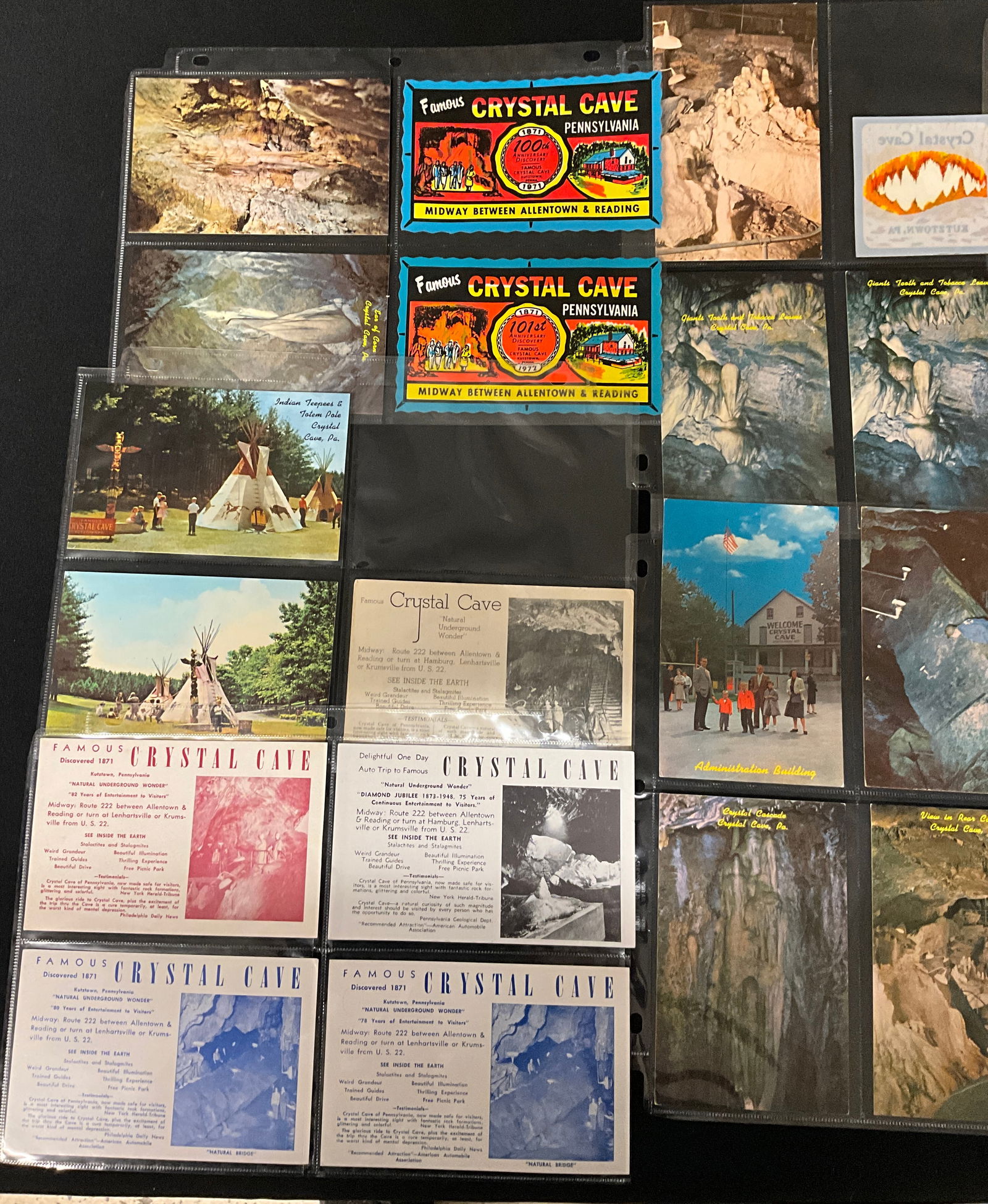 Vintage Postcards and Ephemera Collection for Crystal Cave Pennsylvania - 3