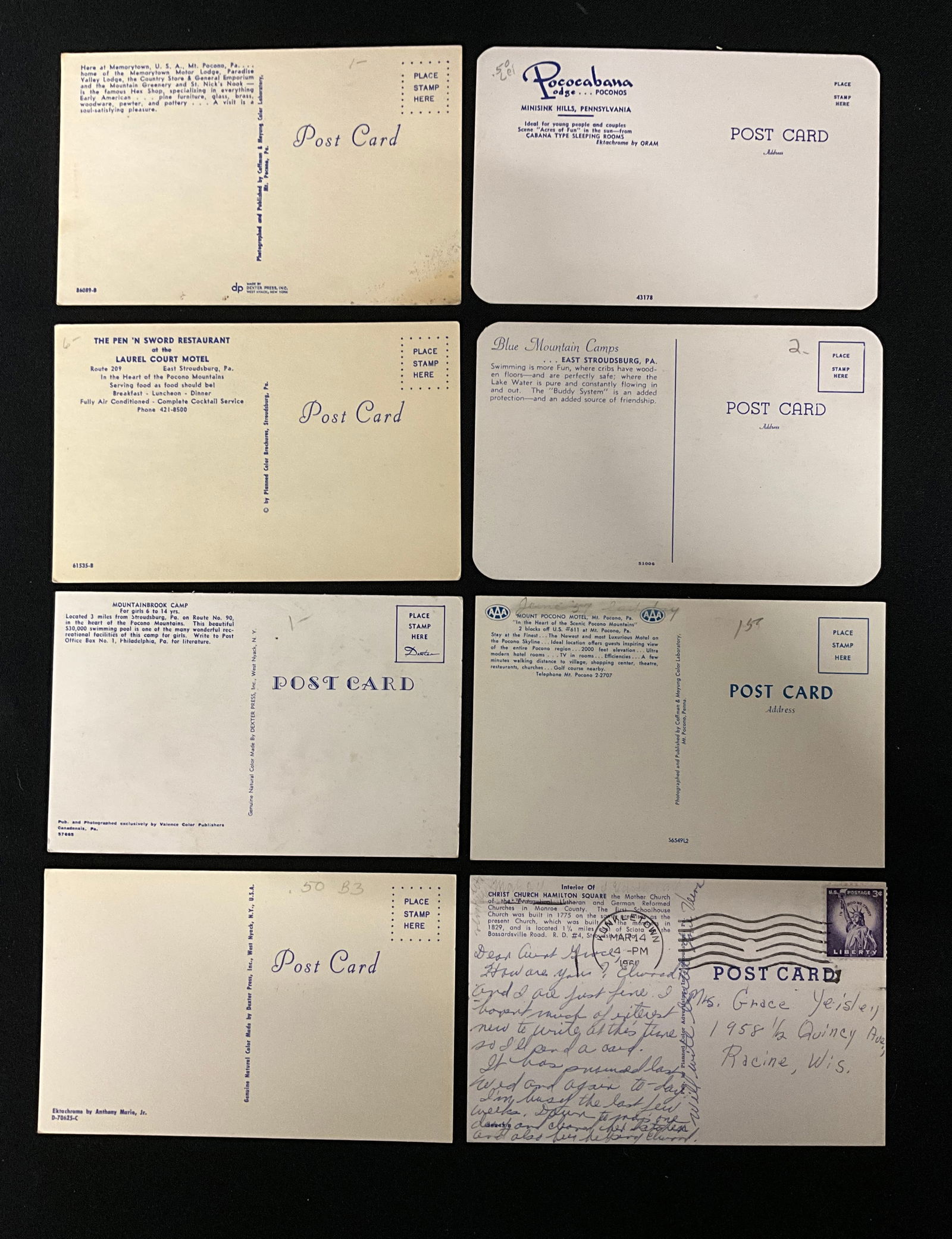 Vintage Postcards Collection. Pocono Mountains, Pennsylvania and Ohio Ephemera. - 4