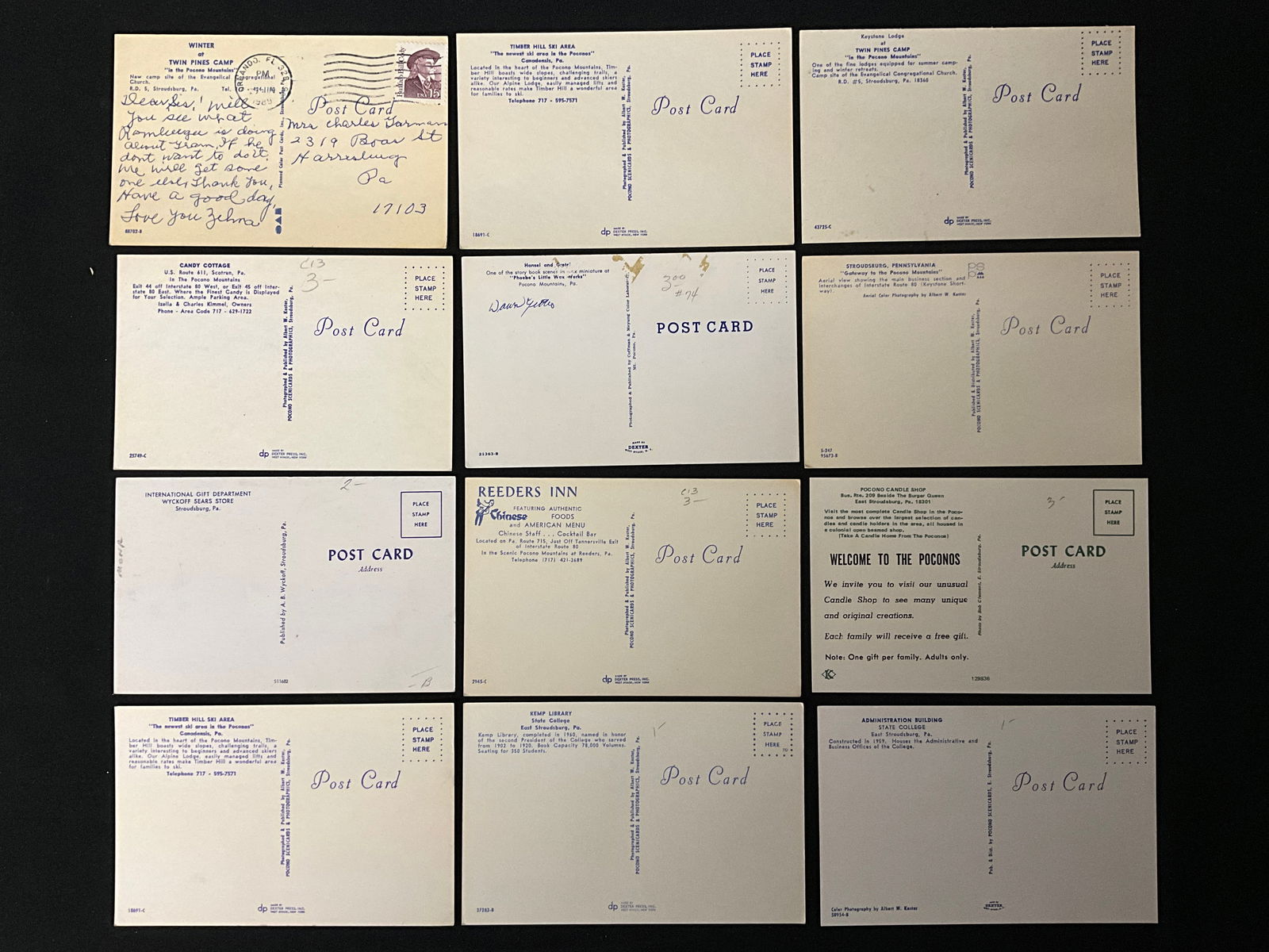 Vintage Pocono Mountains Region Postcards. Stroudsburg, PA Ephemera. Chrome Era. - 3