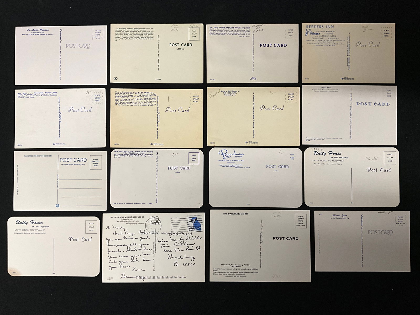 Pocono Mountains Tourism Postcards Collection, Mid-20th Century Ephemera - 4