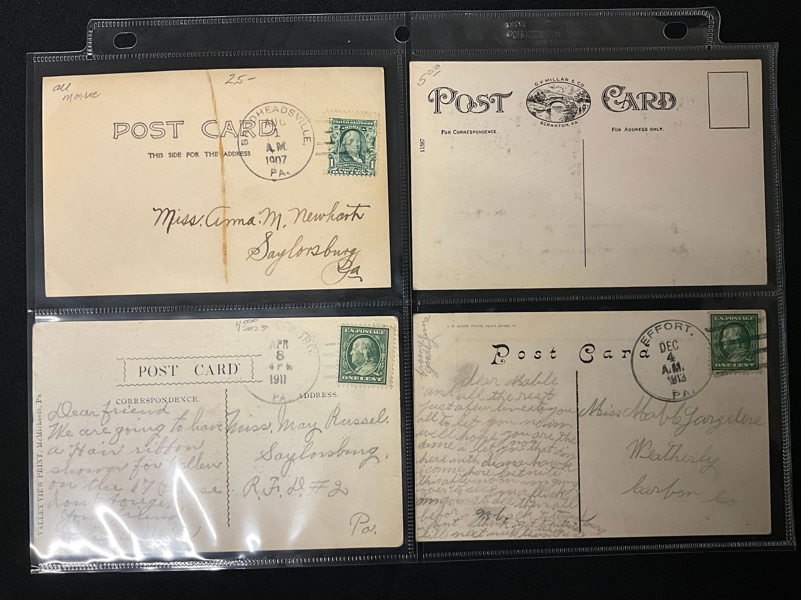 Vintage Postcards and Paper Ephemera: Effort and Saylorsburg, Pennsylvania Local History - 5