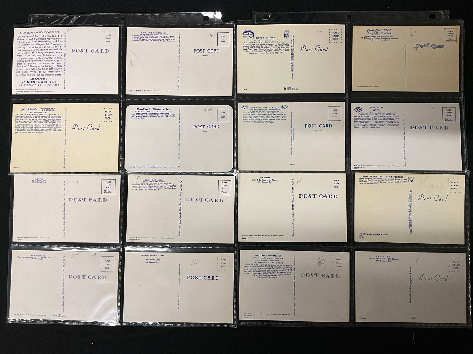 Vintage Postcards Pocono Mountains Pennsylvania Resorts and Motels Paper Ephemera - 3