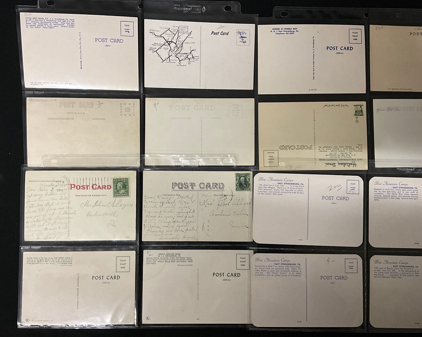 Vintage Postcards Collection. Poconos Resorts and Camps, East Stroudsburg, PA. Ephemera. - 4