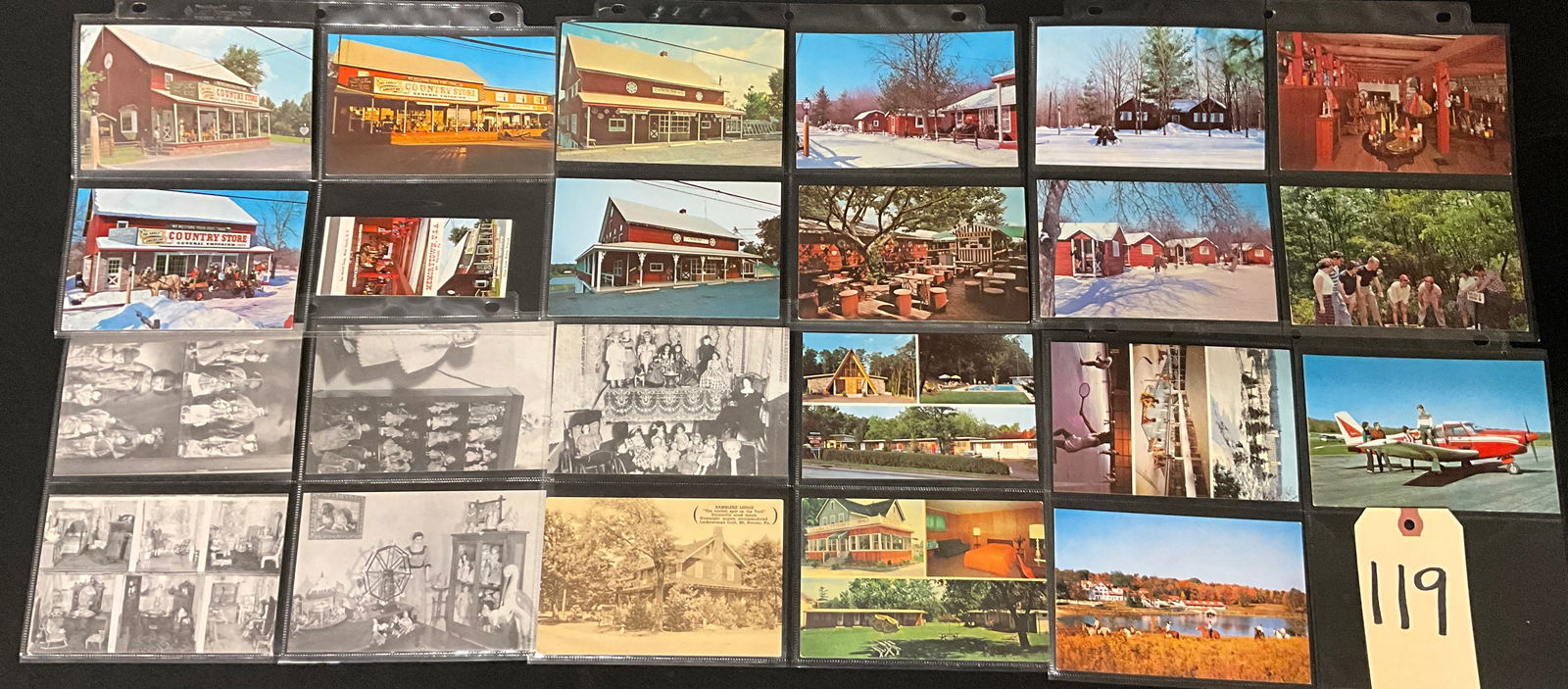 Vintage Postcards and Paper Ephemera Collection Pocono Mountains Pennsylvania: A collection of vintage postcards and paper ephemera focusing on tourist attractions and roadside Americana in the Pocono Mountains region of Pennsylvania. The collection features views of popular des